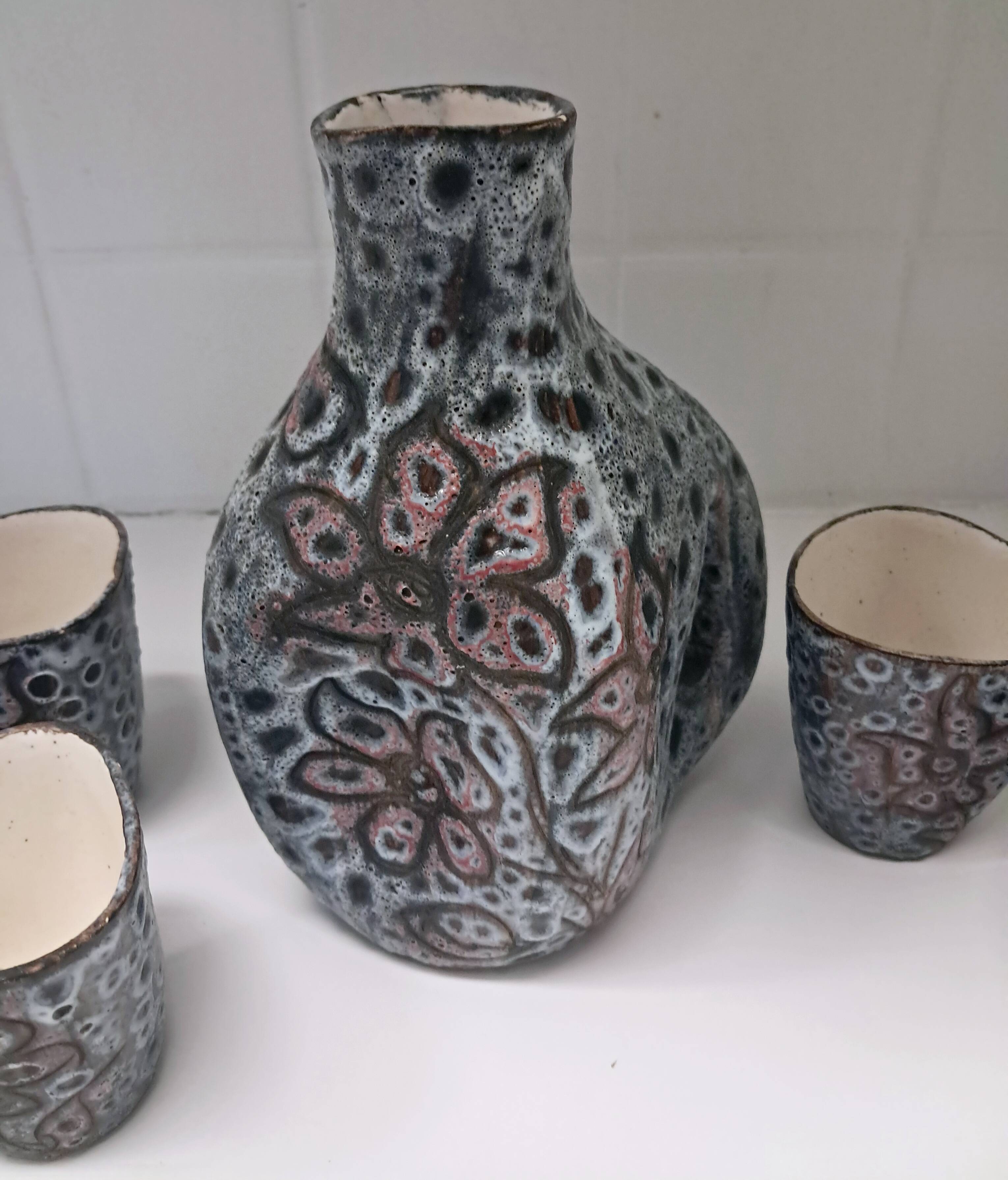 Ceramic orangeade service from Vallauris, made by Camos.