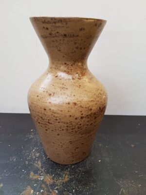Ancien Vase Etrusque Céramique Marron Beige Vintage