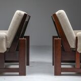 Pair of modern mid-century solid mahogany clubs - 1960