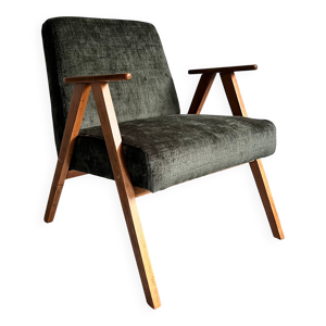 Fauteuil vintage restauré - verte