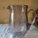 Pichet en verre craquelé couleur mauve