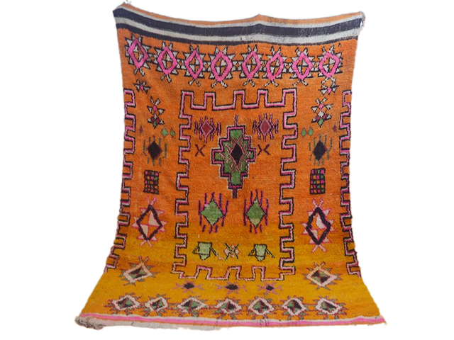 Vintage berber carpet orange 254 x 161 cm