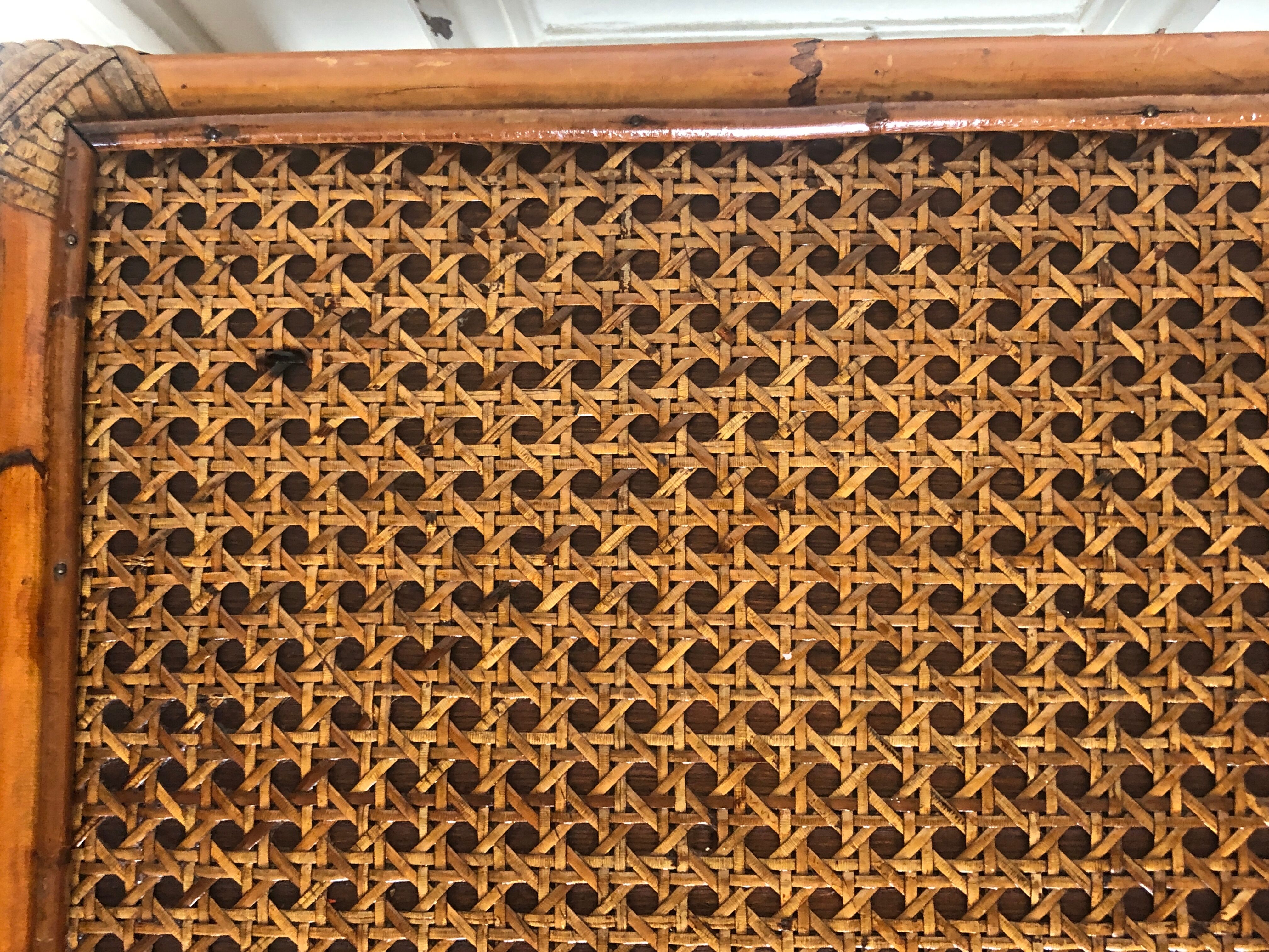 Table low rectangular rattan and caning