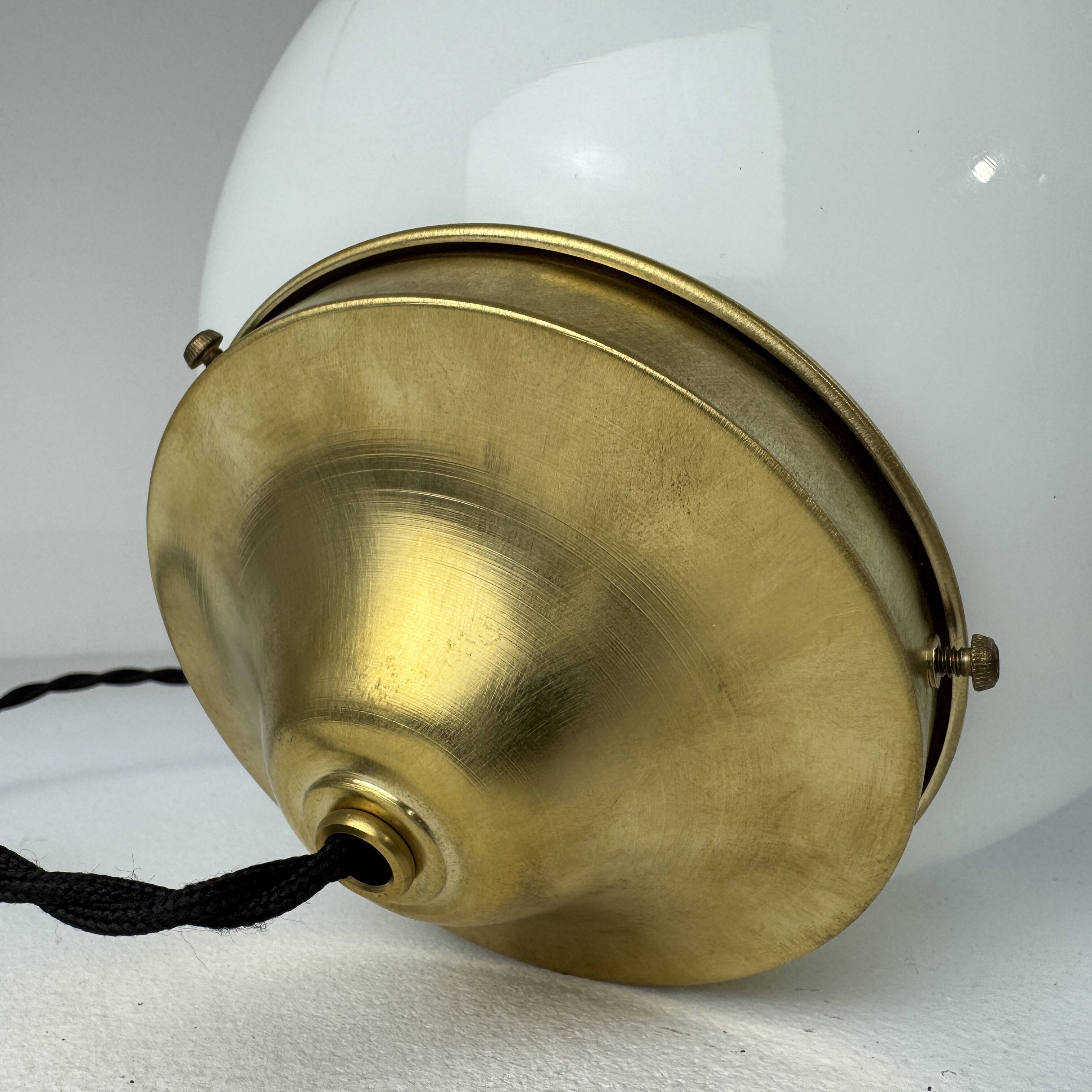 Paire d’anciennes suspensions en opaline 18 cm xl vintage
