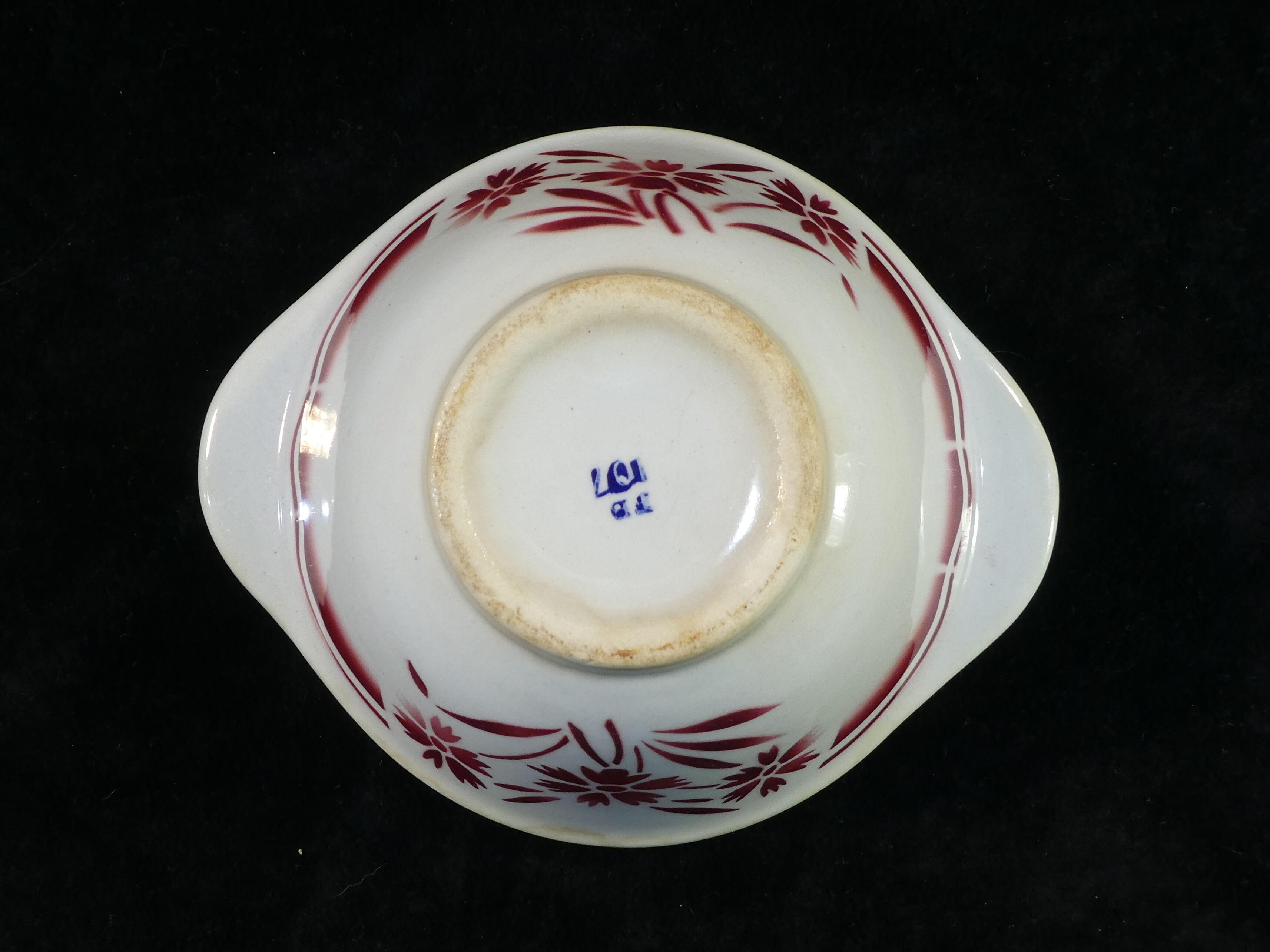 faience sausage bowl of BADONVILLER FB FENAL FRERES decoration FLEUR ROUGE