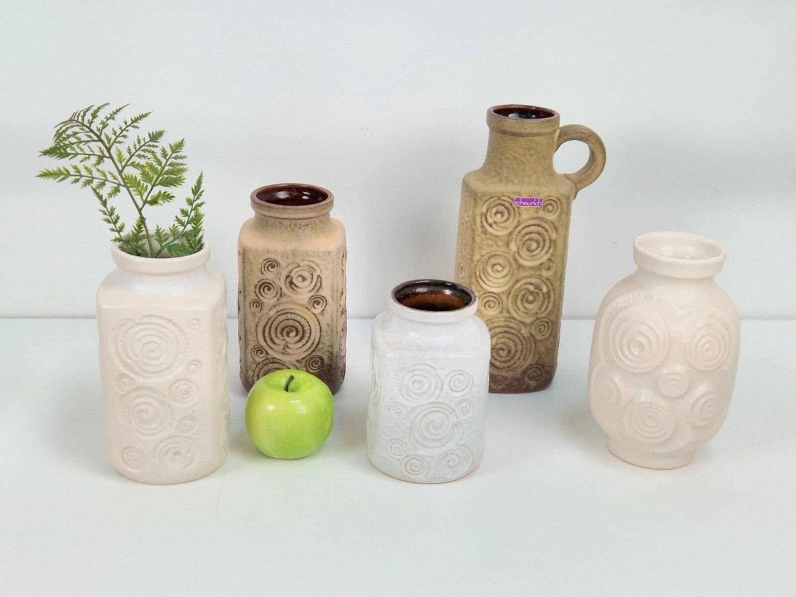 Vases vintage Jura de Scheurich Ceramic, RFA, années 1970, ensemble de 5