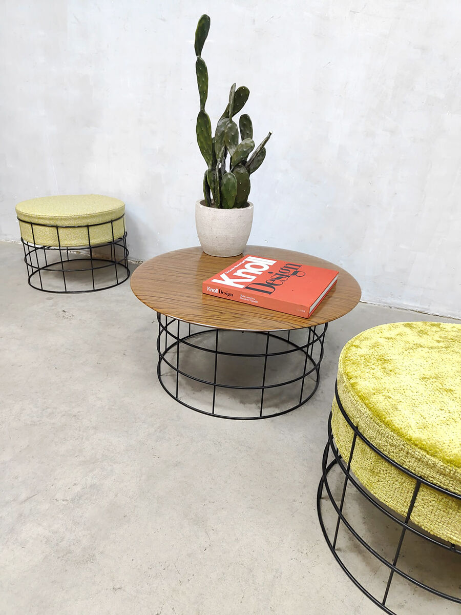 Tabourets et table basse vintage design danois en fil verner panton