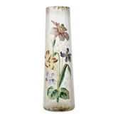 Vase cylindrique Art Nouveau à décor émaillé de violettes