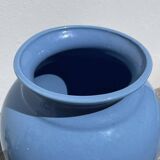 Vase balustre en céramique bleu uni minimaliste