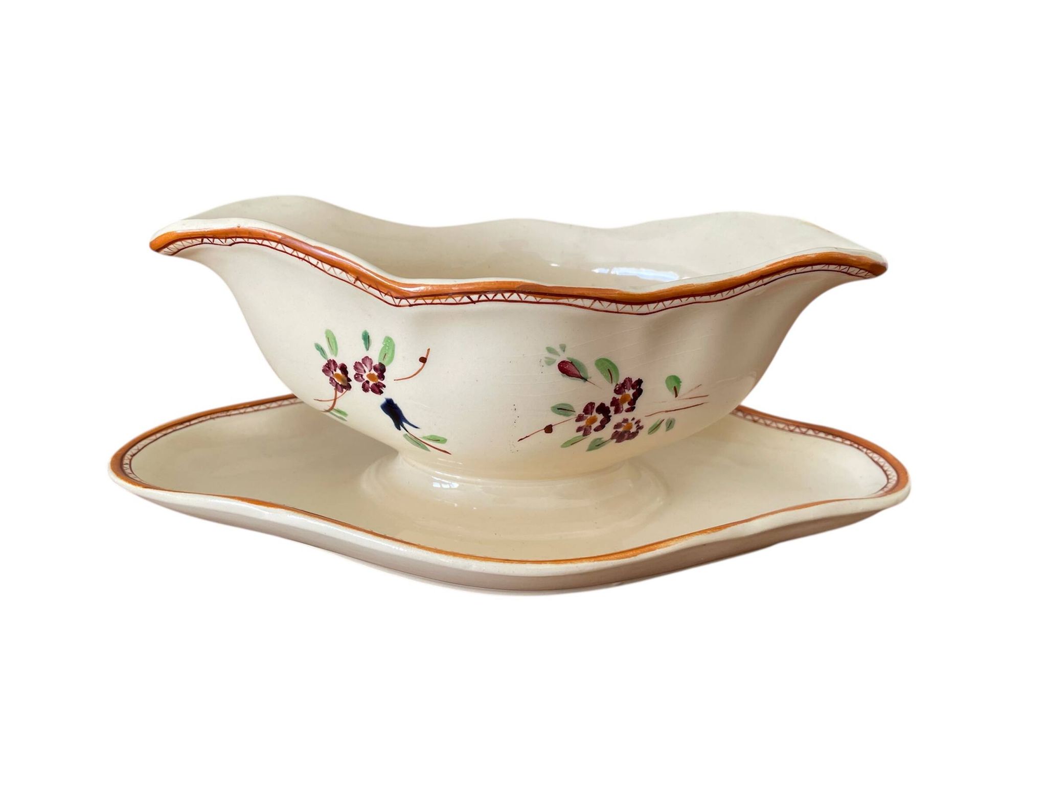 Grande saucière ancienne en faïence de Longchamp