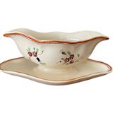 Large antique sauceboat in Longchamp earthenware.