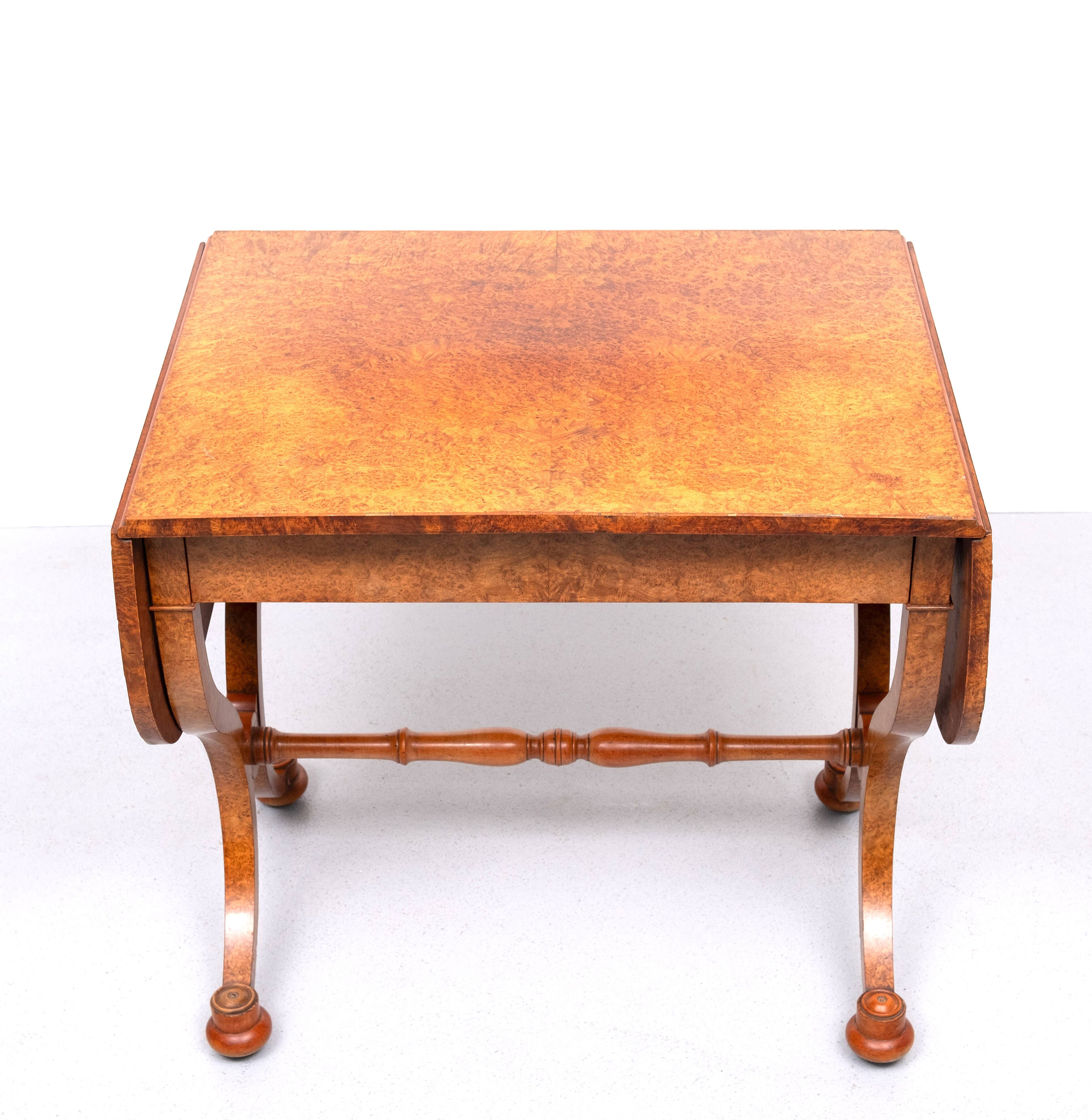 Antique Dutch Empire Burl Wood veneered desk or sofa table