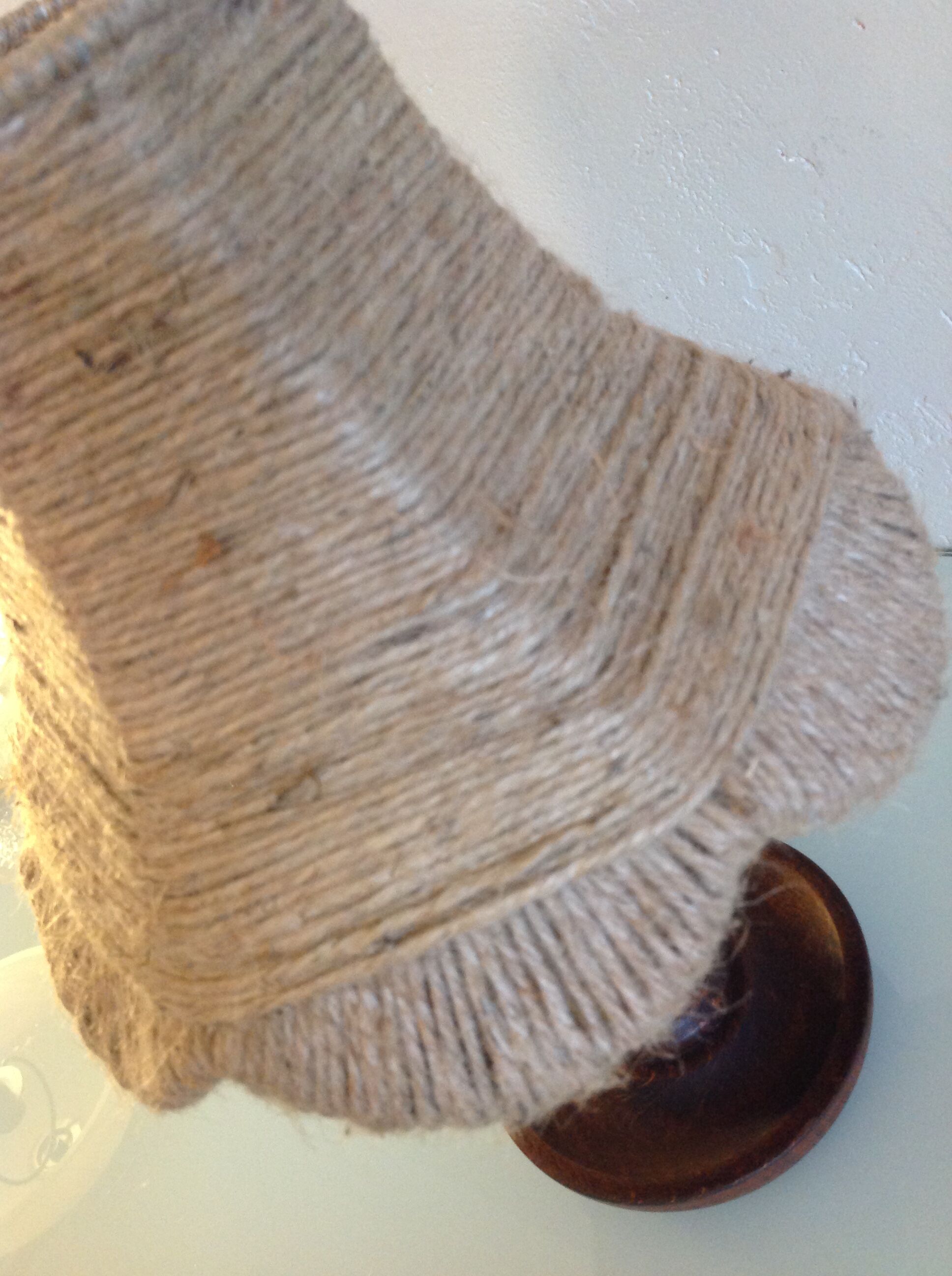 Wooden bedside lamp and Lampshade in rope/vintage 60-70 years