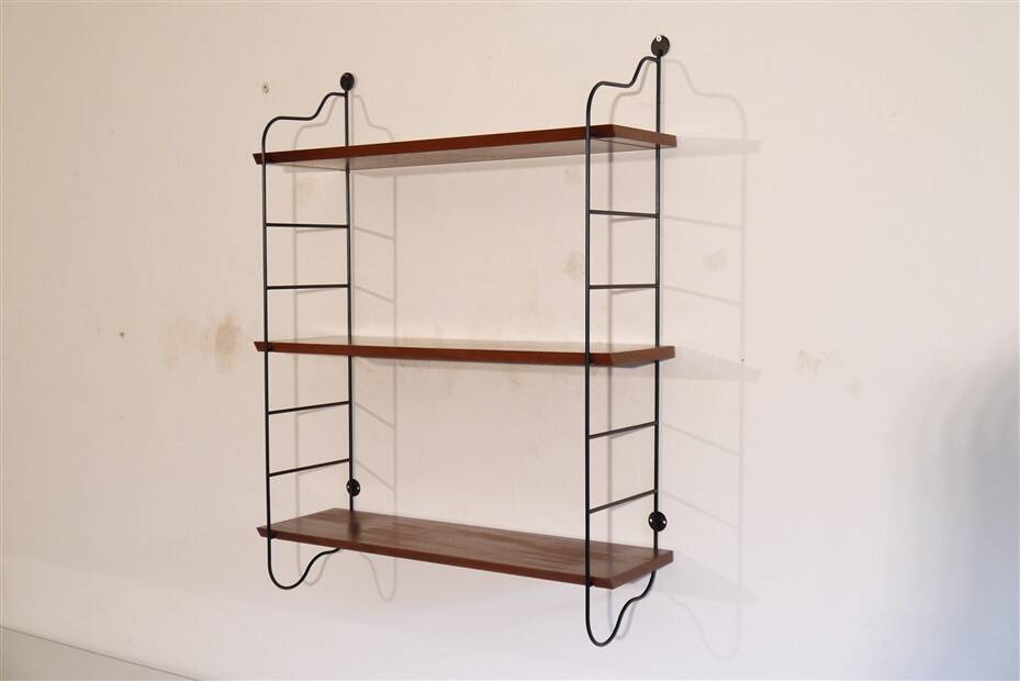 Vintage teak and metal shelf 1960
