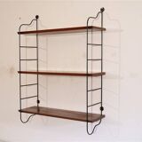 Vintage teak and metal shelf 1960