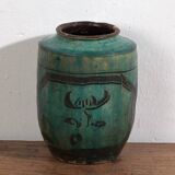 Ancient emerald green enamelled vase (circa 1820) #26