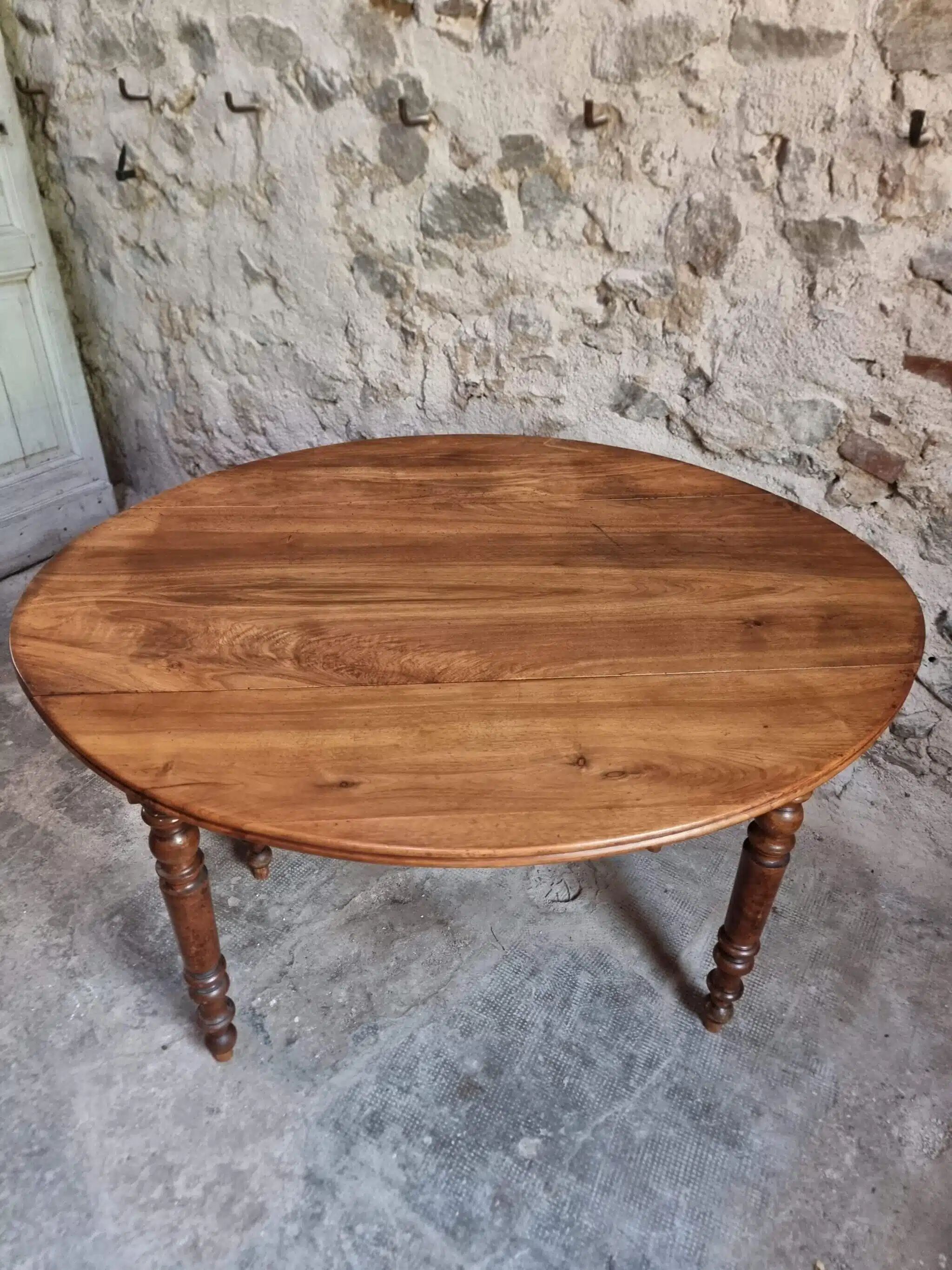 Antique French walnut folding dining table