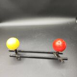 Vintage coat rack hook two colorful balls 60s