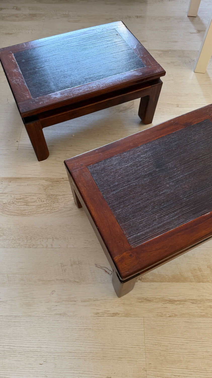 2 wooden bedside tables