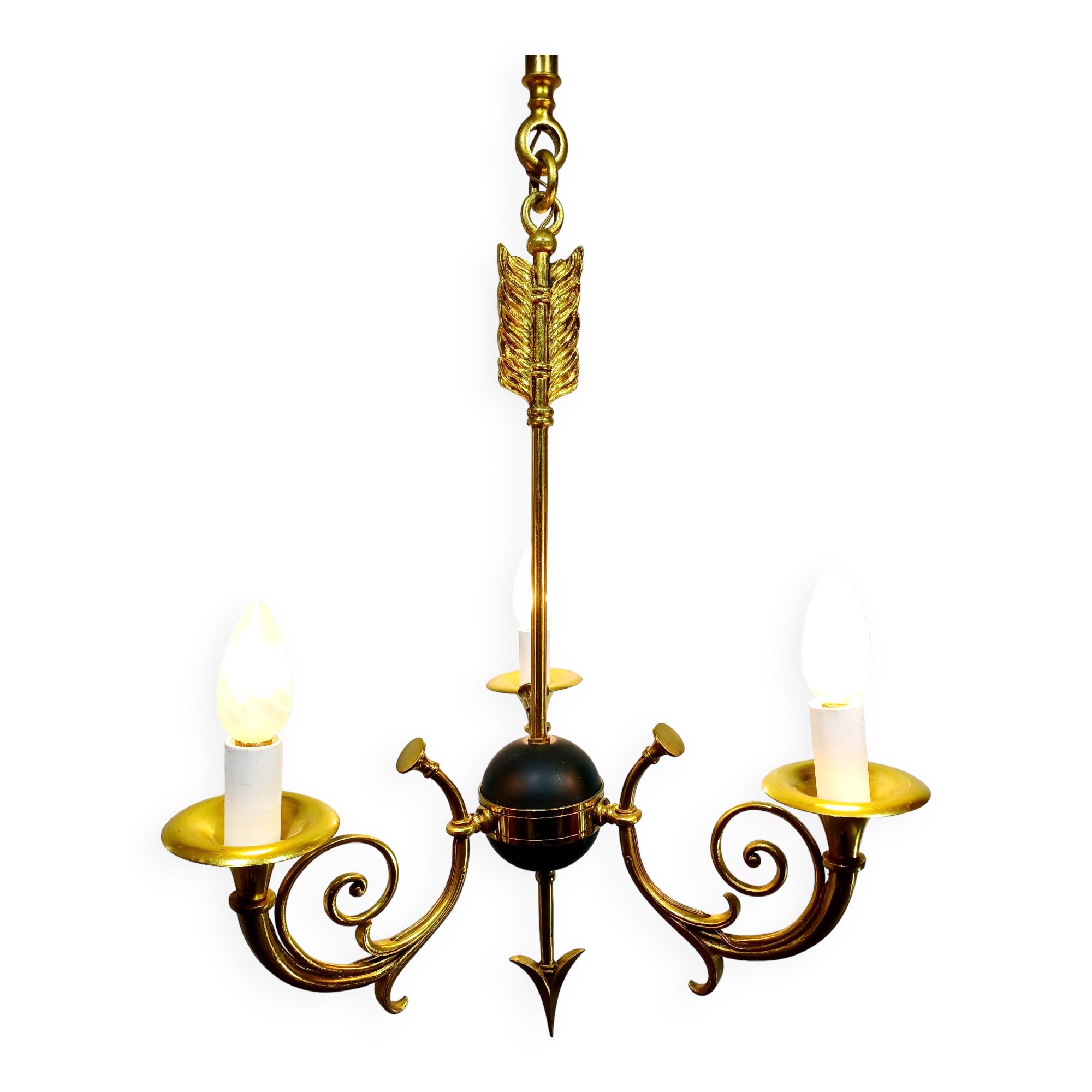 Empire Arrow Chandelier 3 Lights Bronze