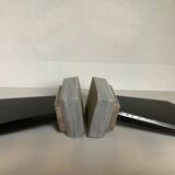 Pair of asymmetrical art deco marble bookends