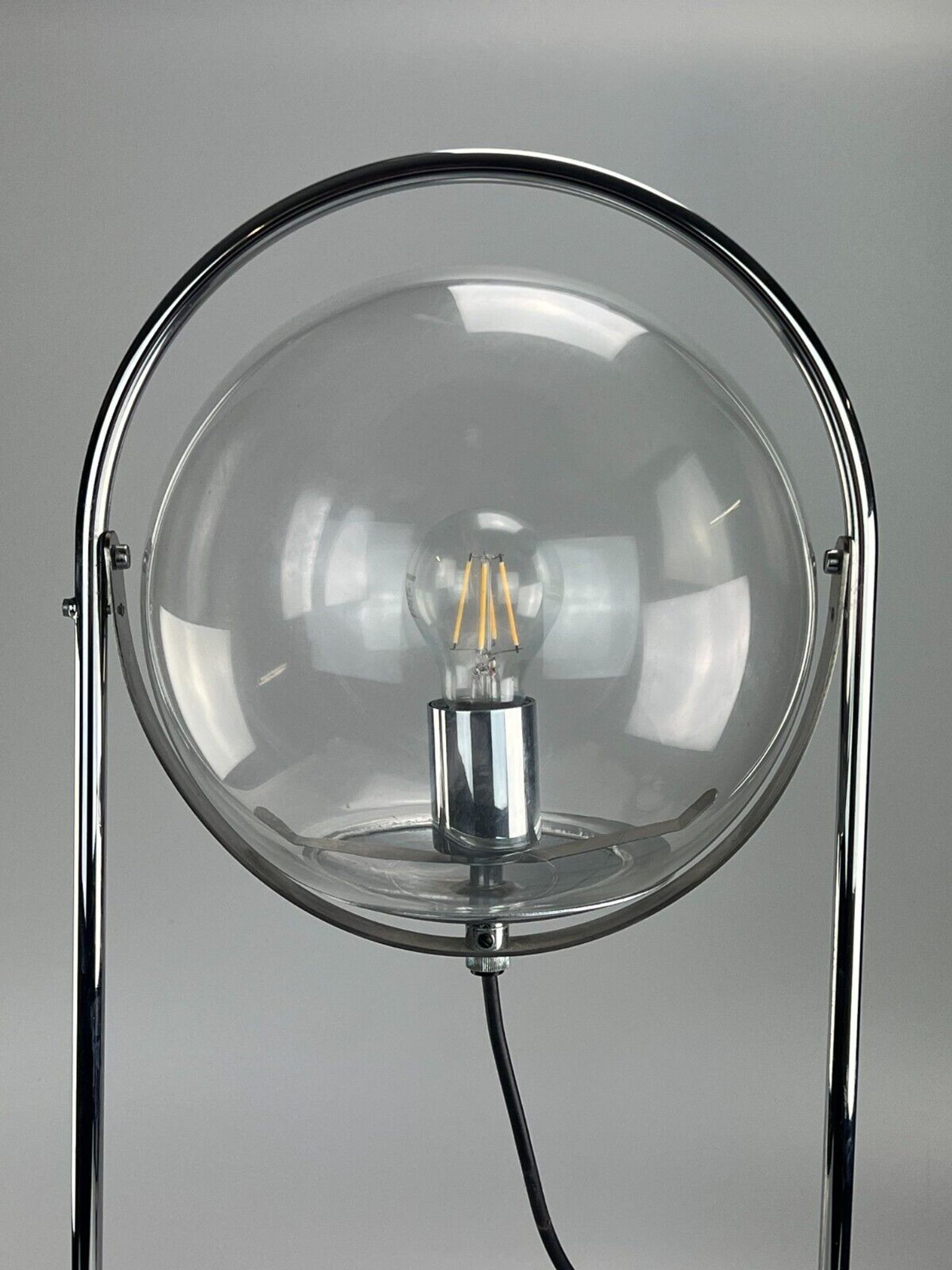 Lampe à boule de table space age design verre métal, 60s 70s