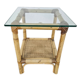 Wicker coffee table with glass top