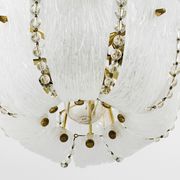 J.T. Kalmar Petite curved suspension basket, brass and glass, Austria, 1950s