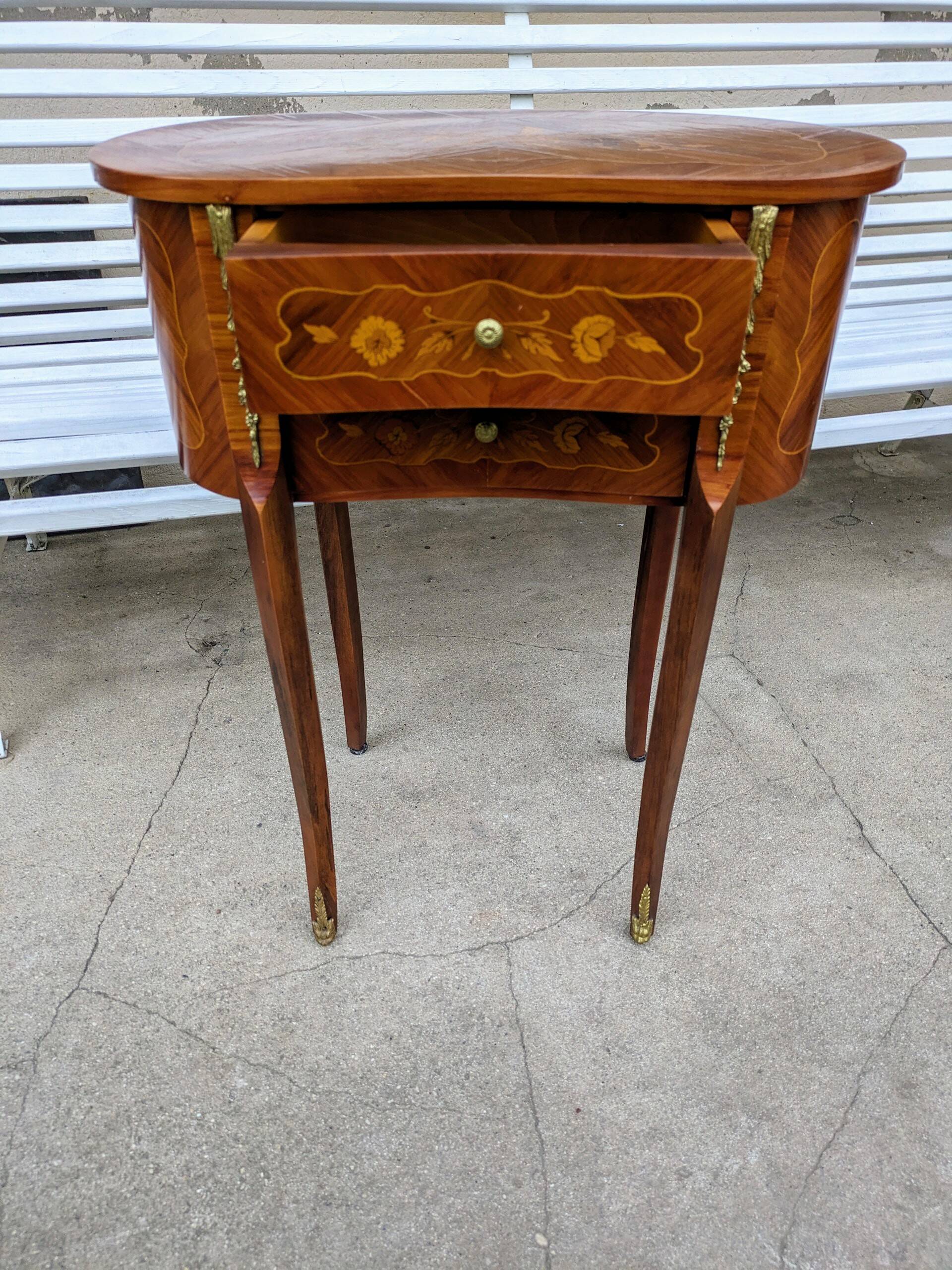 Louis XV style rosewood marquetry table