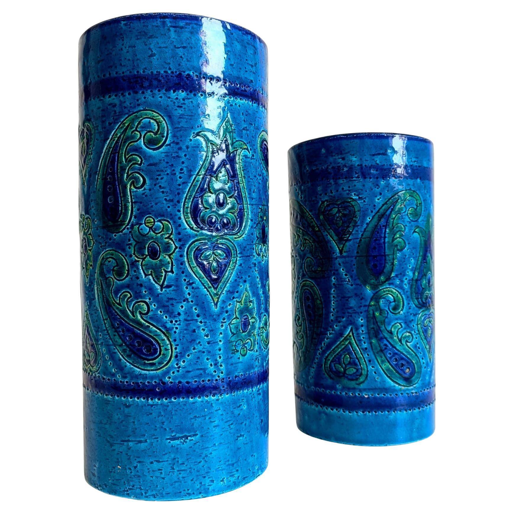 Vases en céramique Rimini Blu d'Aldo Londi, Bitossi, Italie, années 1960.