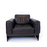 Fauteuil lounge en cuir Matteo Grassi Korium KM 3/1 par Tito Agnoli, 1980
