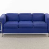 Cassina LC2 3seat Sofa by Charlotte Perriand, Le Corbusier and Pierre Jeanneret in blue fabrics