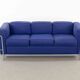 Cassina LC2 3seat Sofa by Charlotte Perriand, Le Corbusier and Pierre Jeanneret in blue fabrics