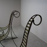 Set of three sculptural iron chairs