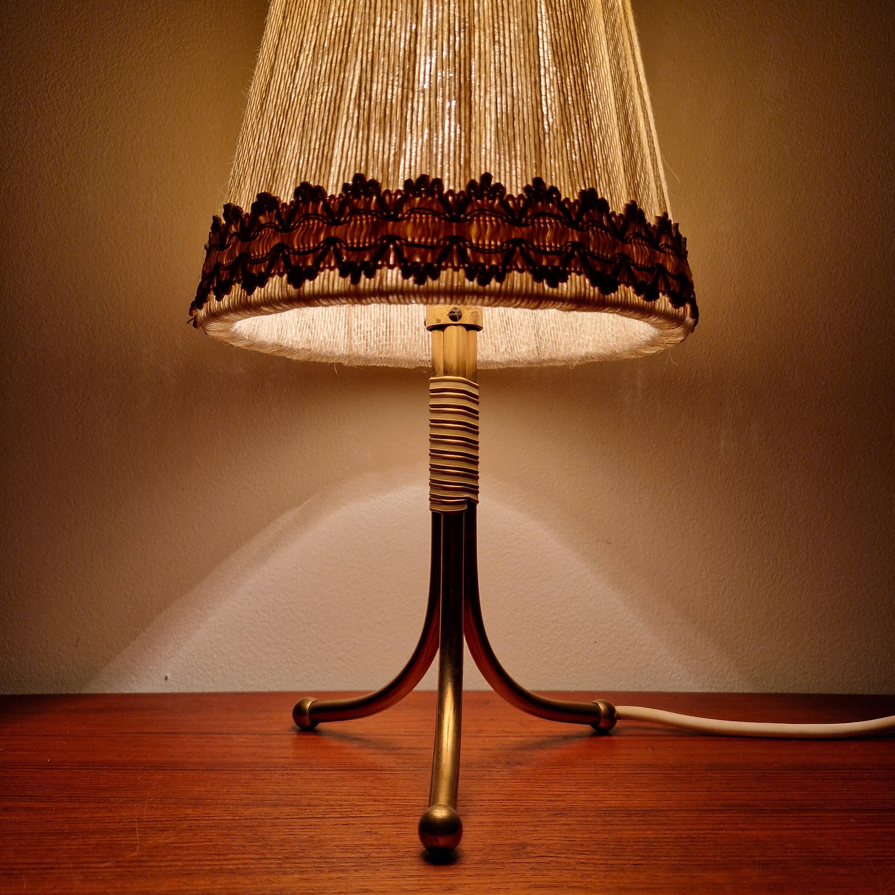 Rockabilly Brass Tripod Table Lamp, 1950s