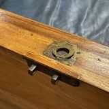 1930s English oak dressing table with beveled oval mirror