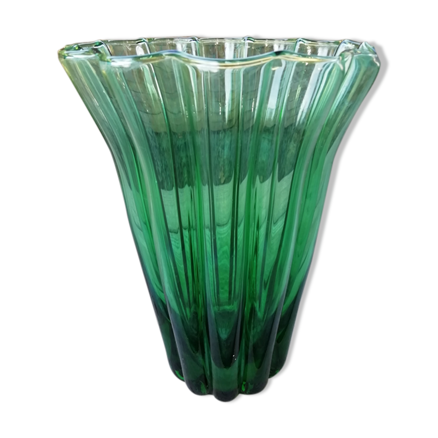 Green glass vase