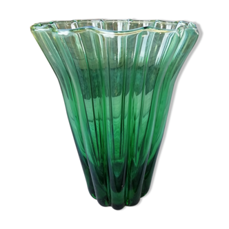 Green glass vase