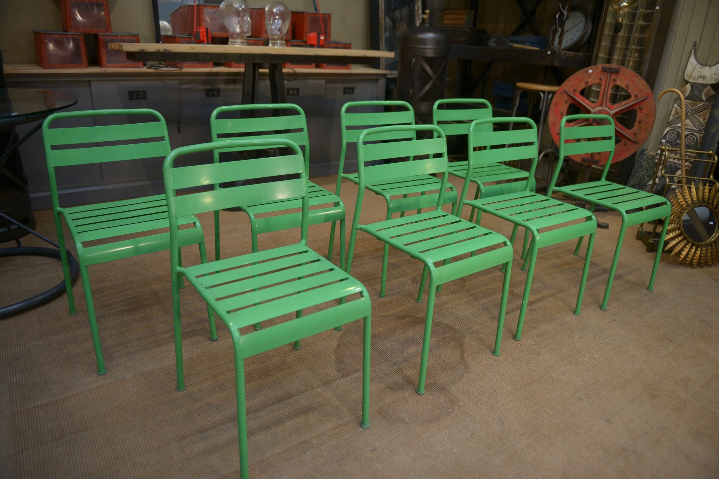 Stackable metal garden chairs