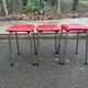 Steel stool with burgundy faux leather fabric