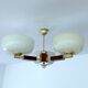 Large Art Deco pendant light in wood and glass, 1930s