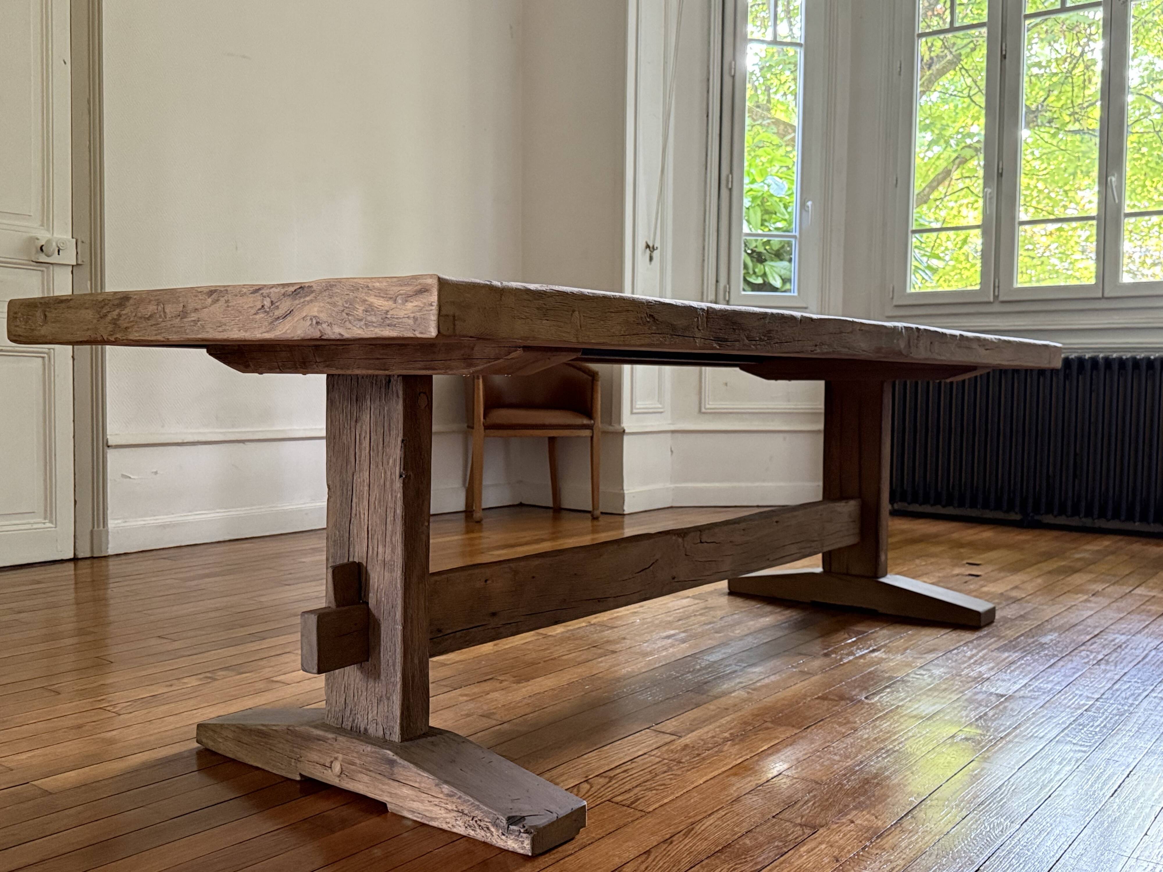 Table de ferme en chene massif ancien - HED 250 x 100 cm