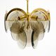 60s large brass ceiling chandelier with large round glass plates