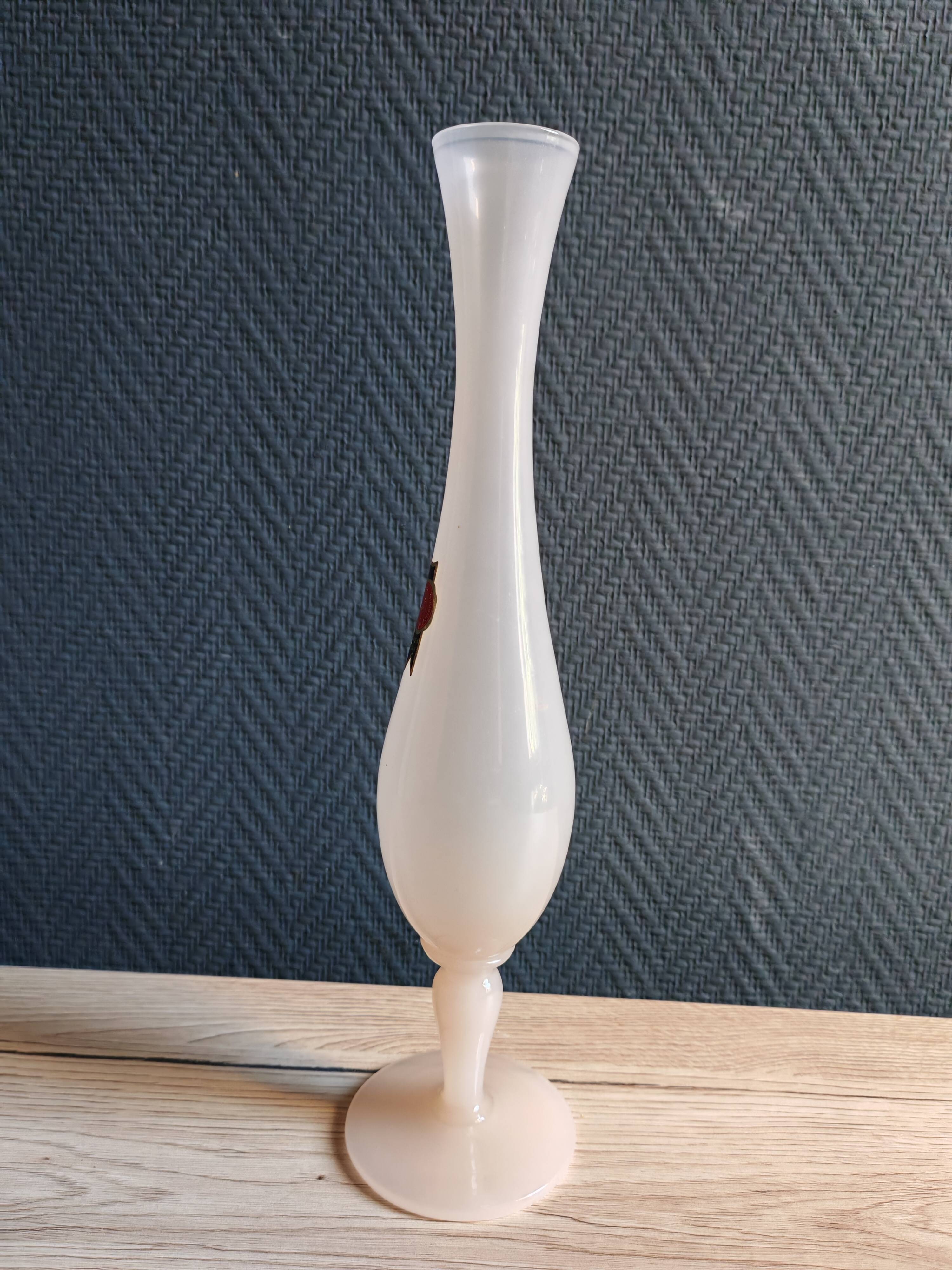 Vintage Italian White Nude Pink Opaline Soliflore Vase