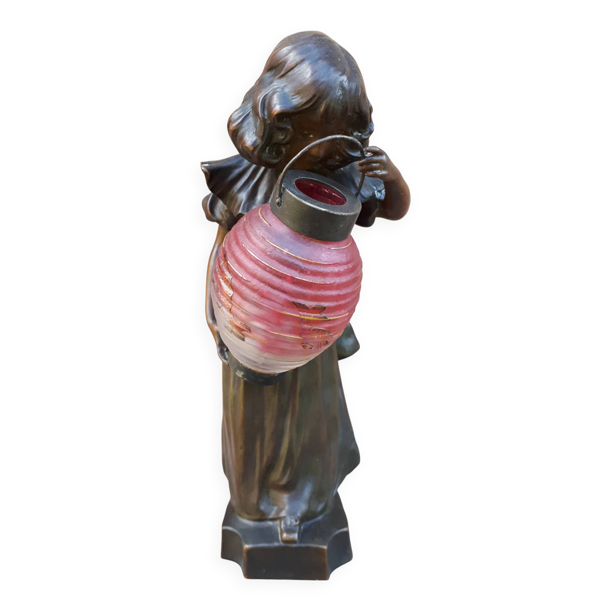 Art nouveau bronze lamp, by léo laporte blairsy et daum