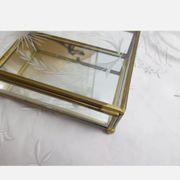 Vintage jewelry box in engraved glass and mirror bottom