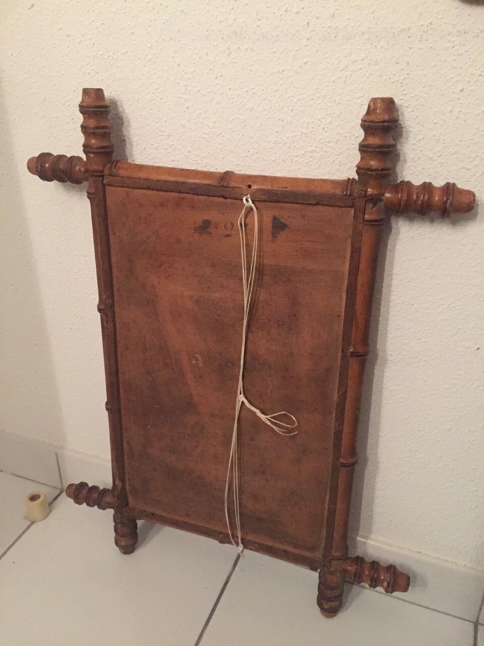 Vintage miroir barbier 1900 bambou ancien