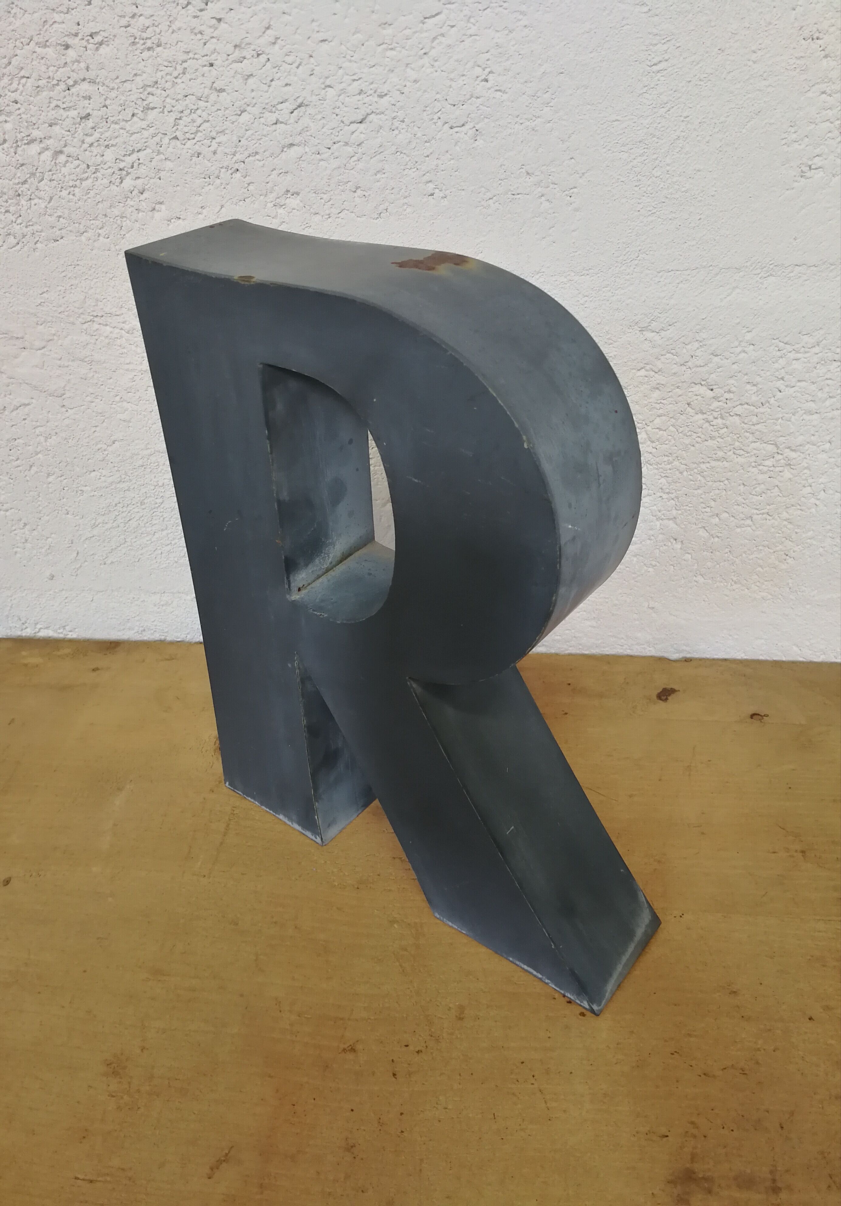 Letter R old embossed and zinc