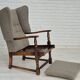 1960s, Scandinavian design, reupholstered high-back armchair, furniture wool, oak wood.