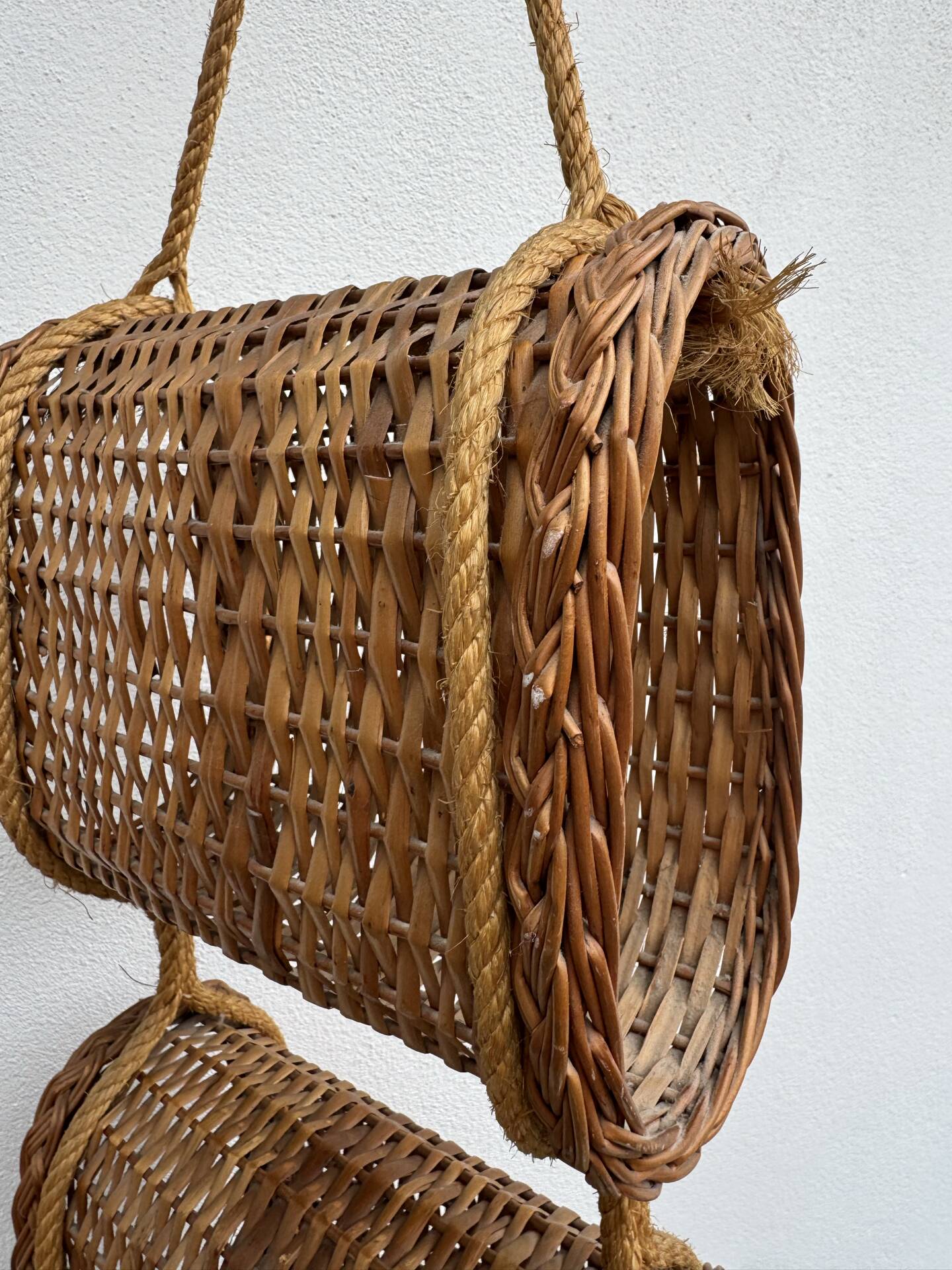 Suspended wicker rattan servant from the 1960s.